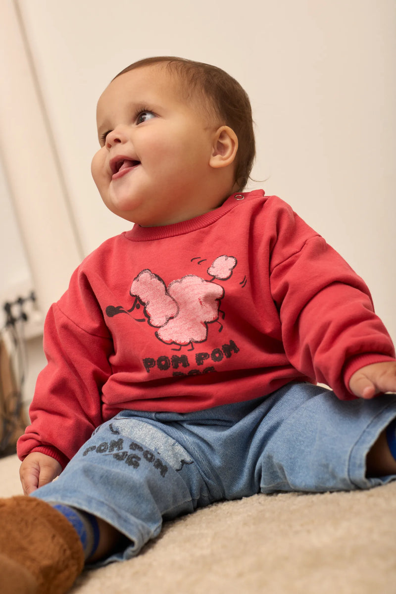 Pom pom dog baby denim pants