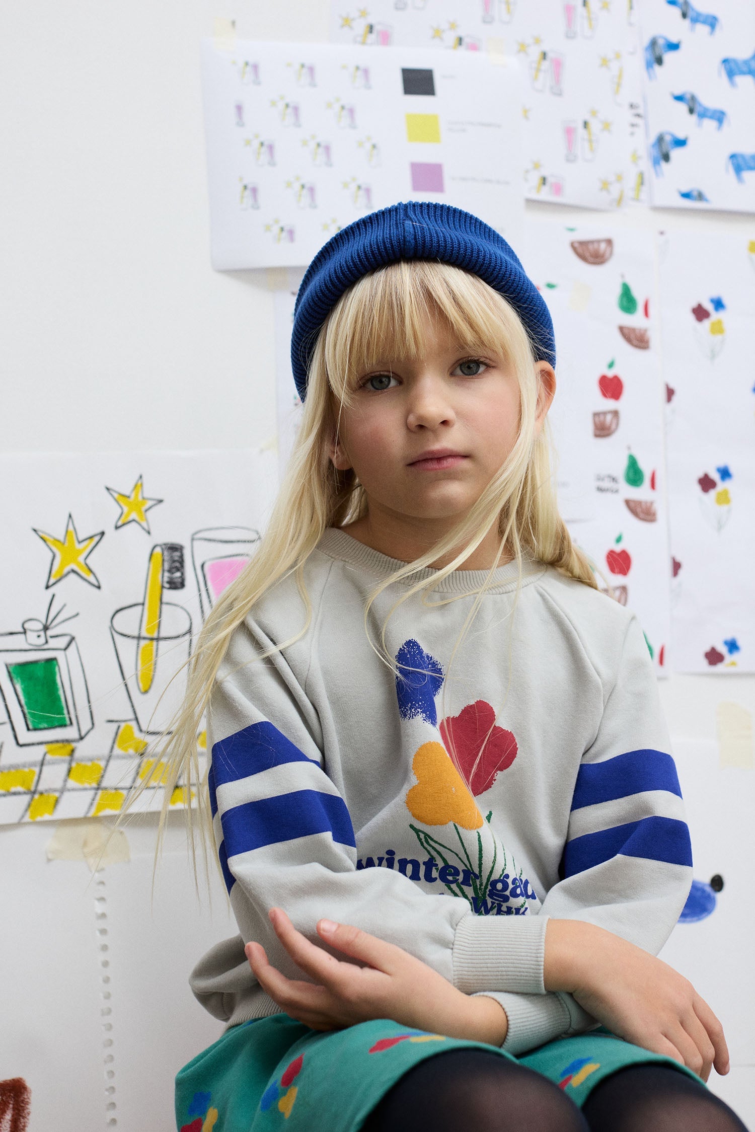 Winter garden stripes sweatshirt