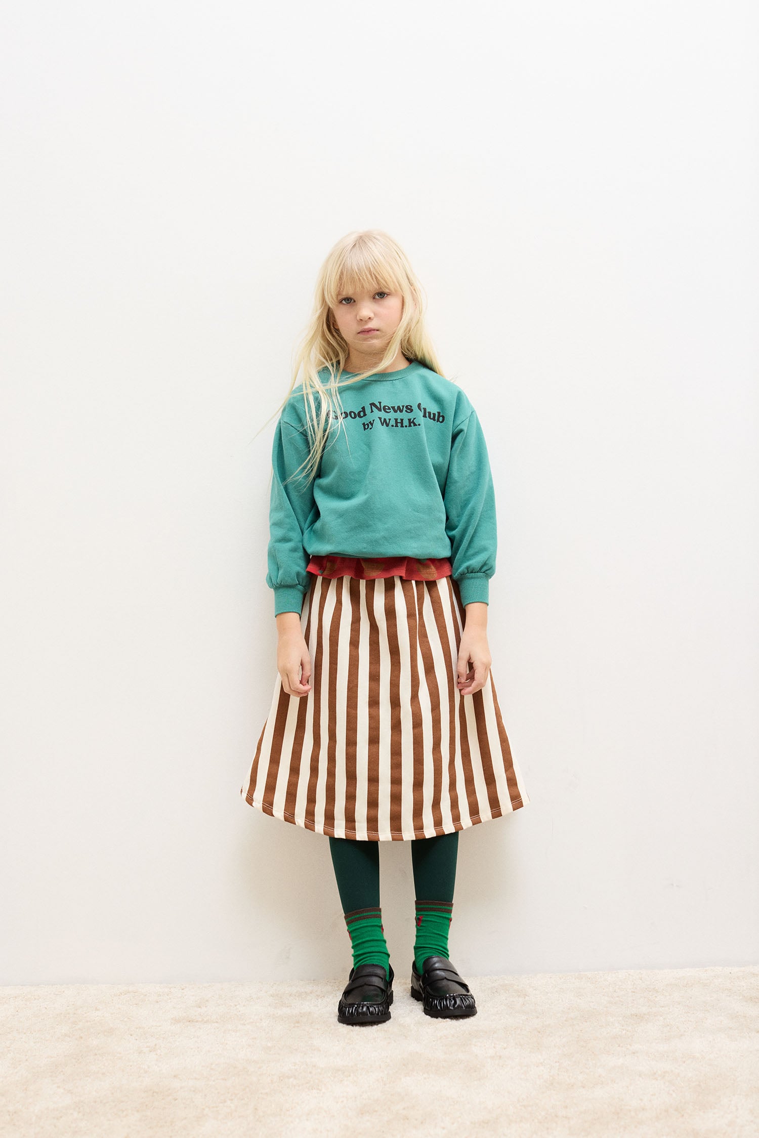 Fruity stripes long skirt