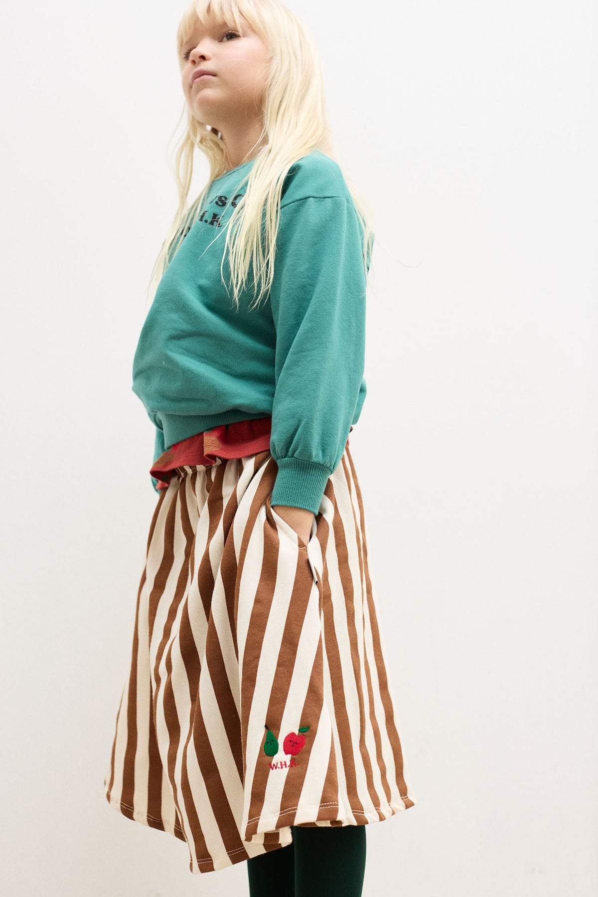 Fruity stripes long skirt