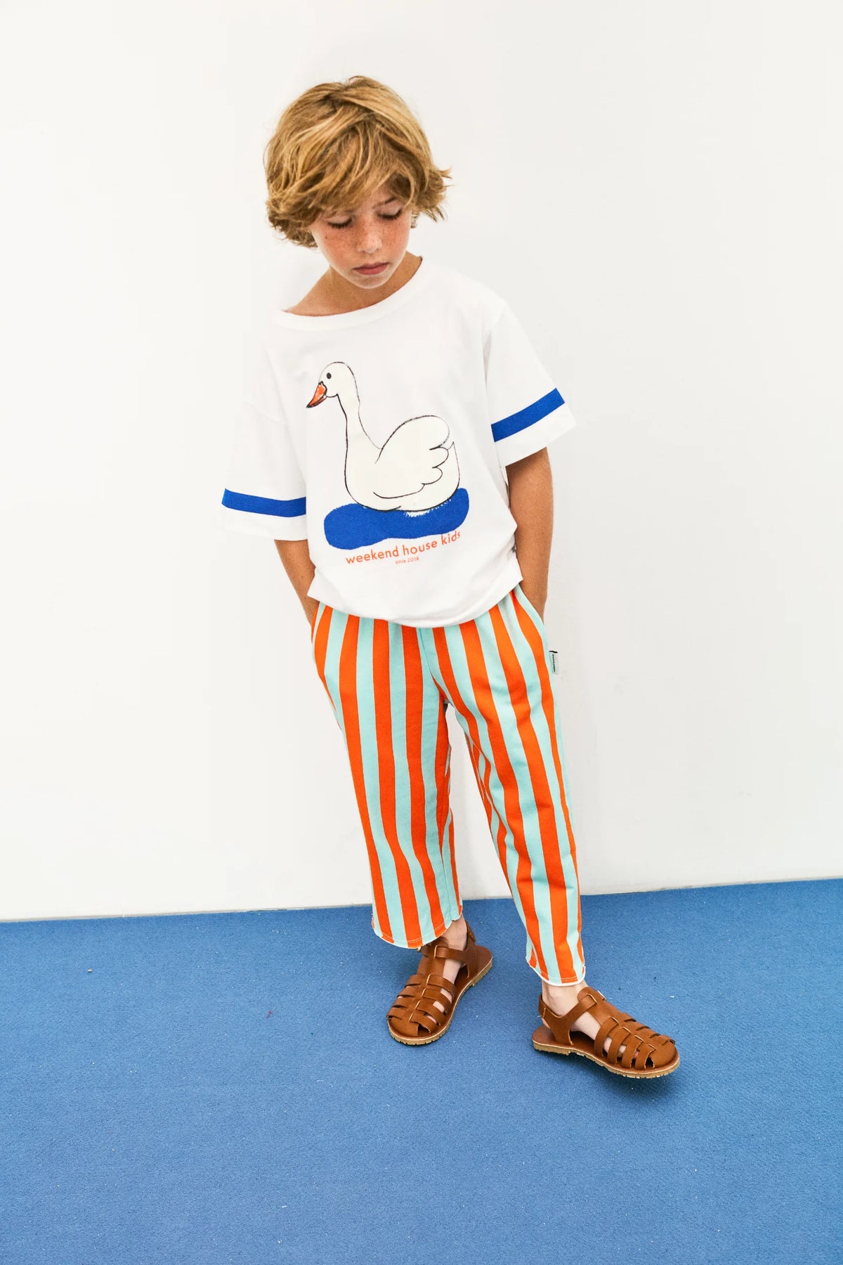 Stripes straight sweatpants