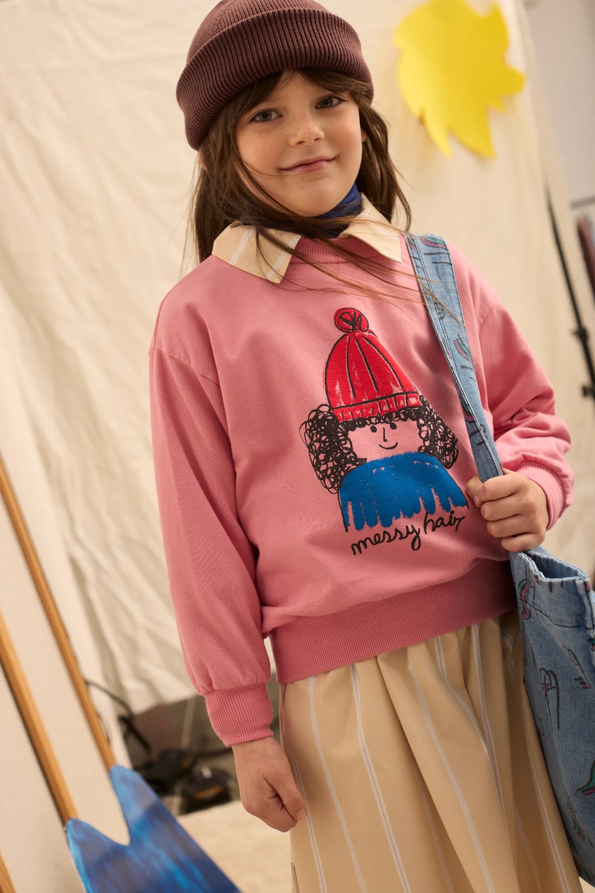 Messy hair sweatshirt