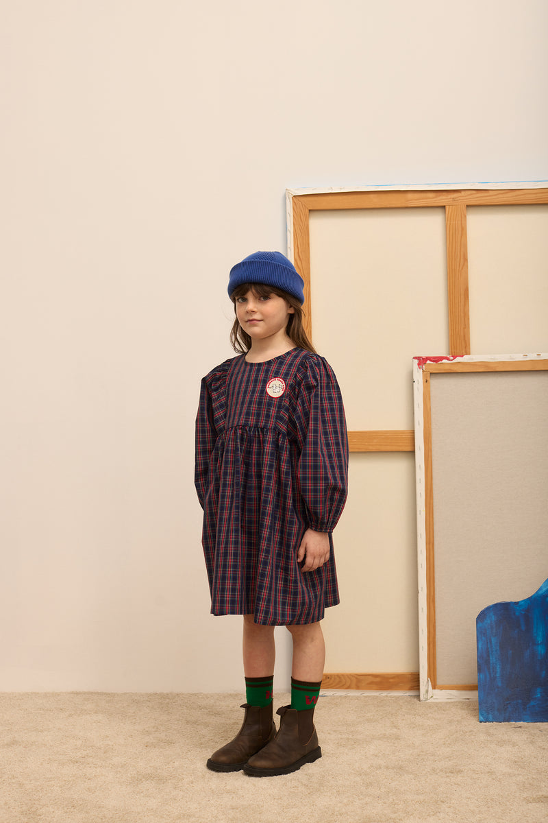 Pom pom dog poplin dress