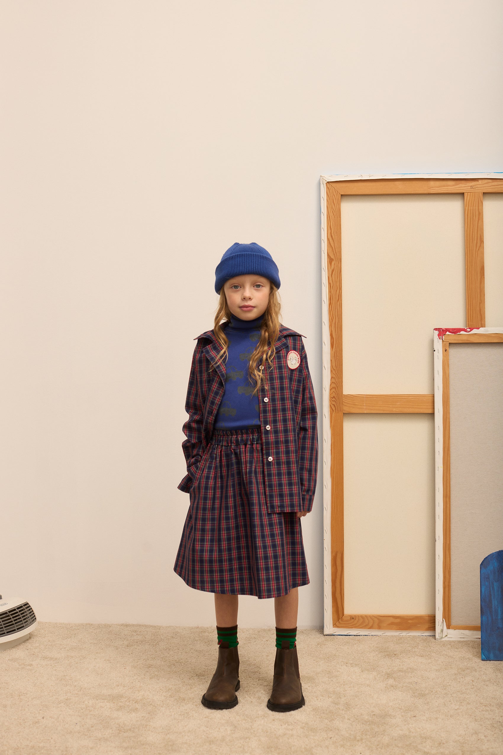 Checkered skirt poplin