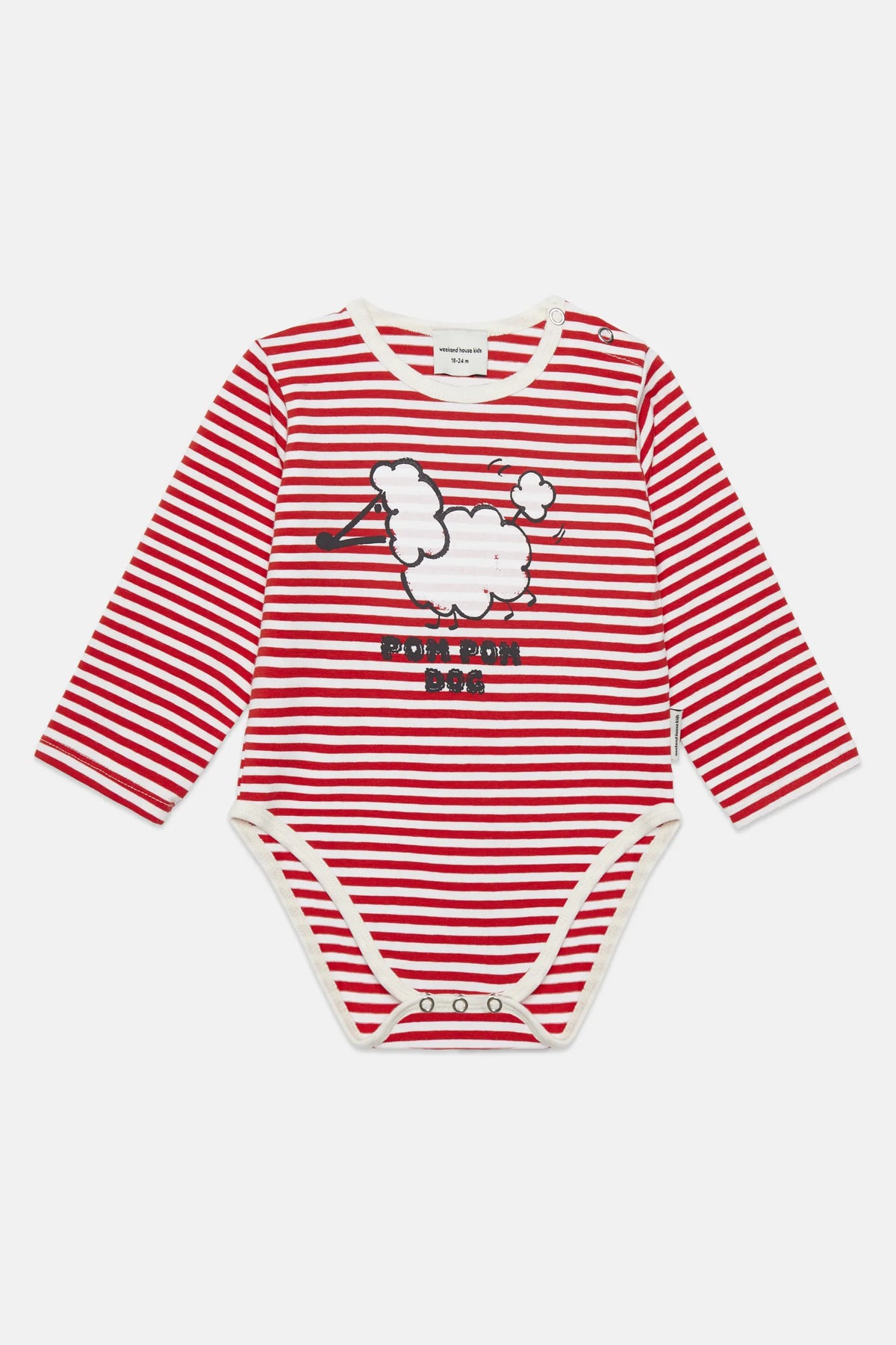 Pom pom dog stripes baby body