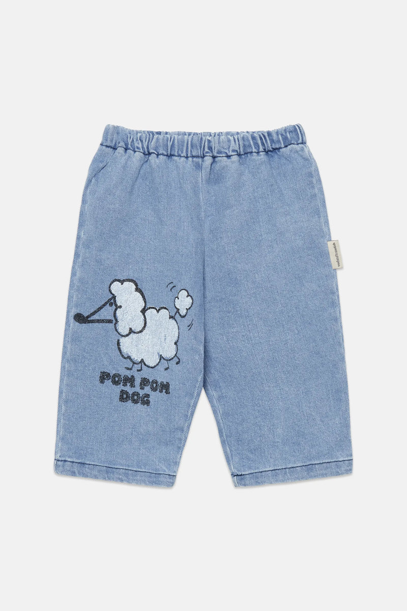 Pom pom dog baby denim pants