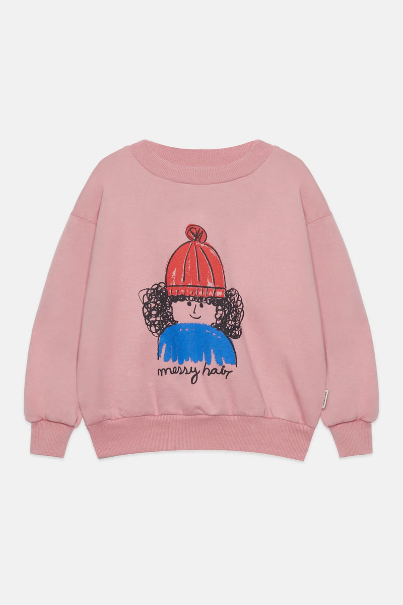 Messy hair sweatshirt