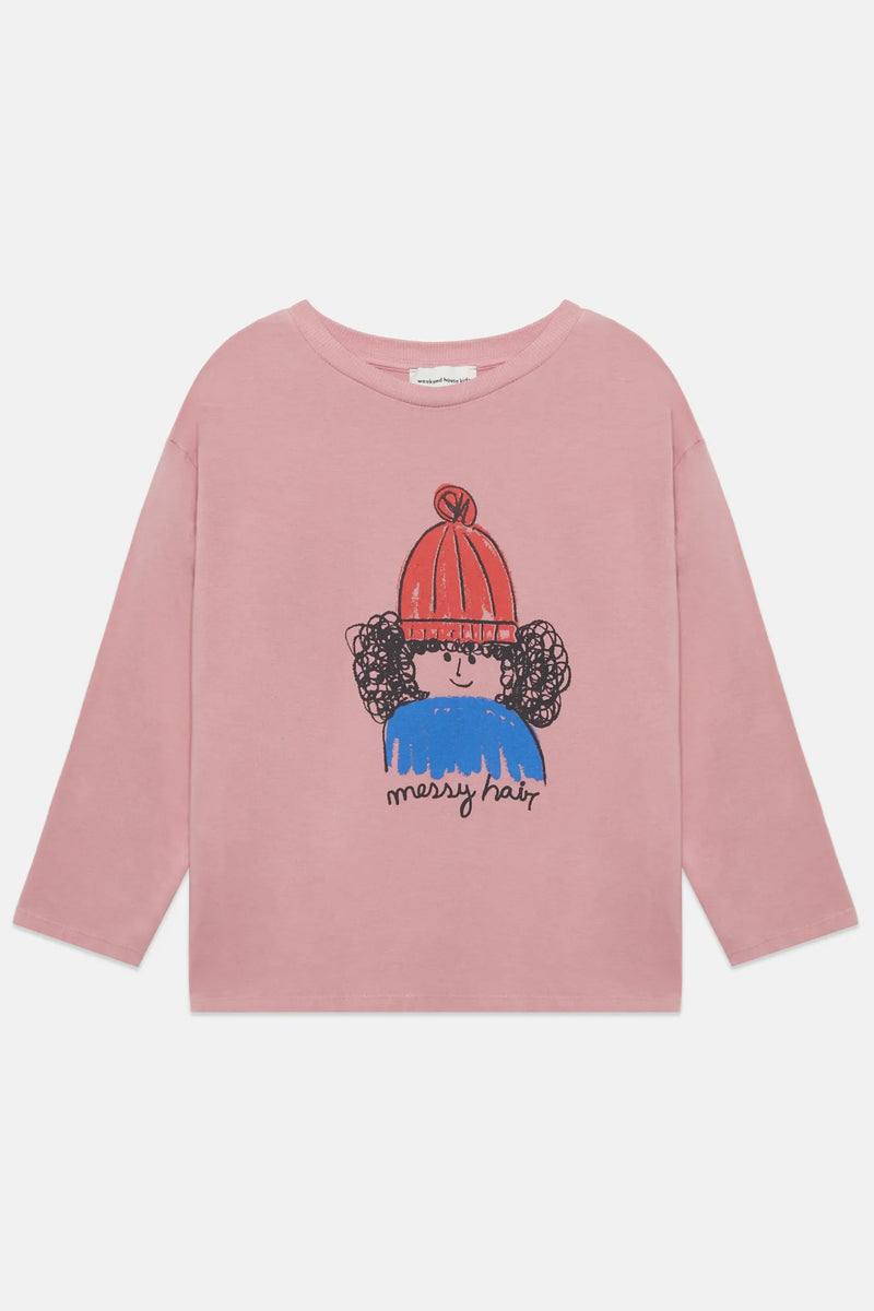 Messy hair l/s t-shirt