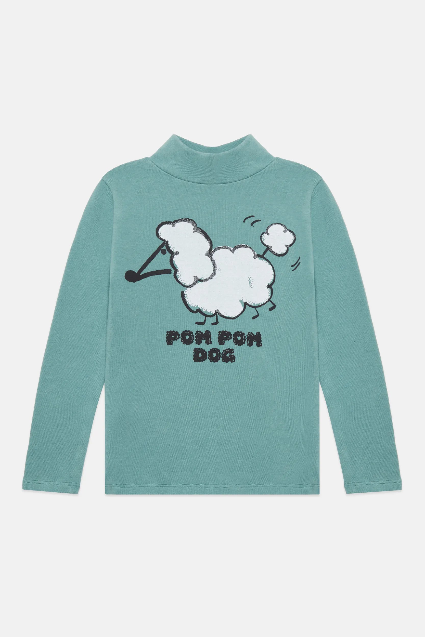 Pom pom dog fleeced turtle neck