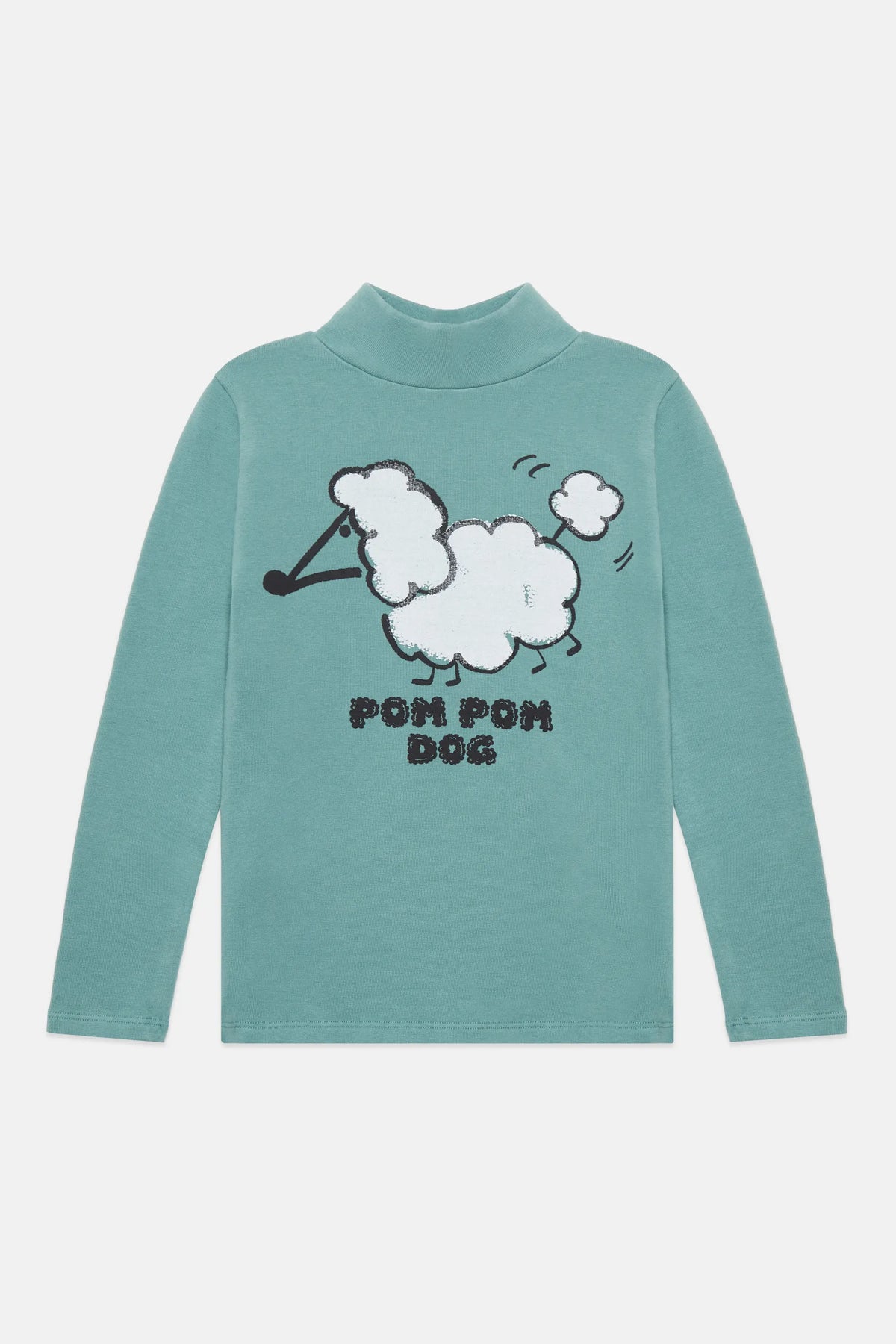 Pom pom dog fleeced turtle neck
