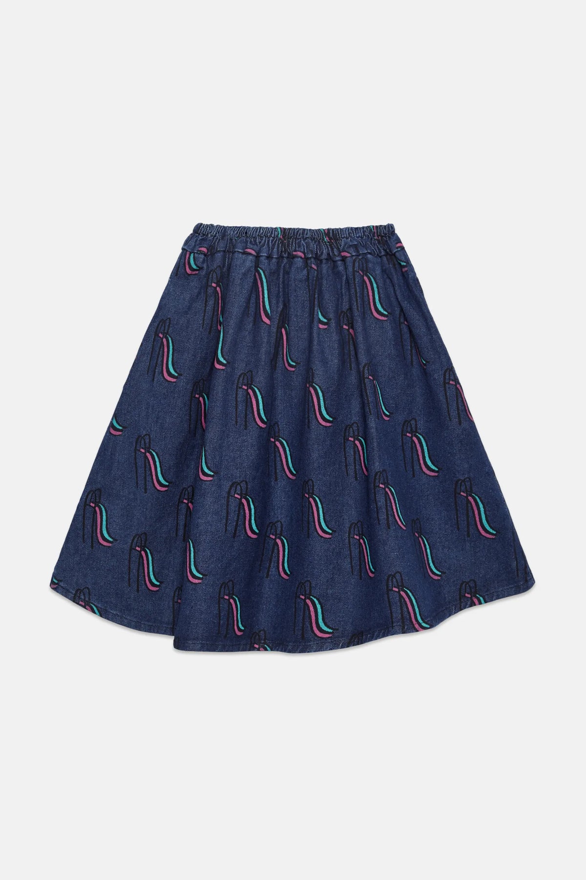 Slides all over denim skirt