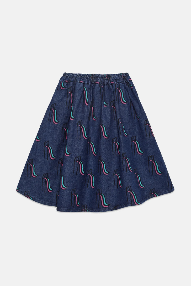 Slides all over denim skirt
