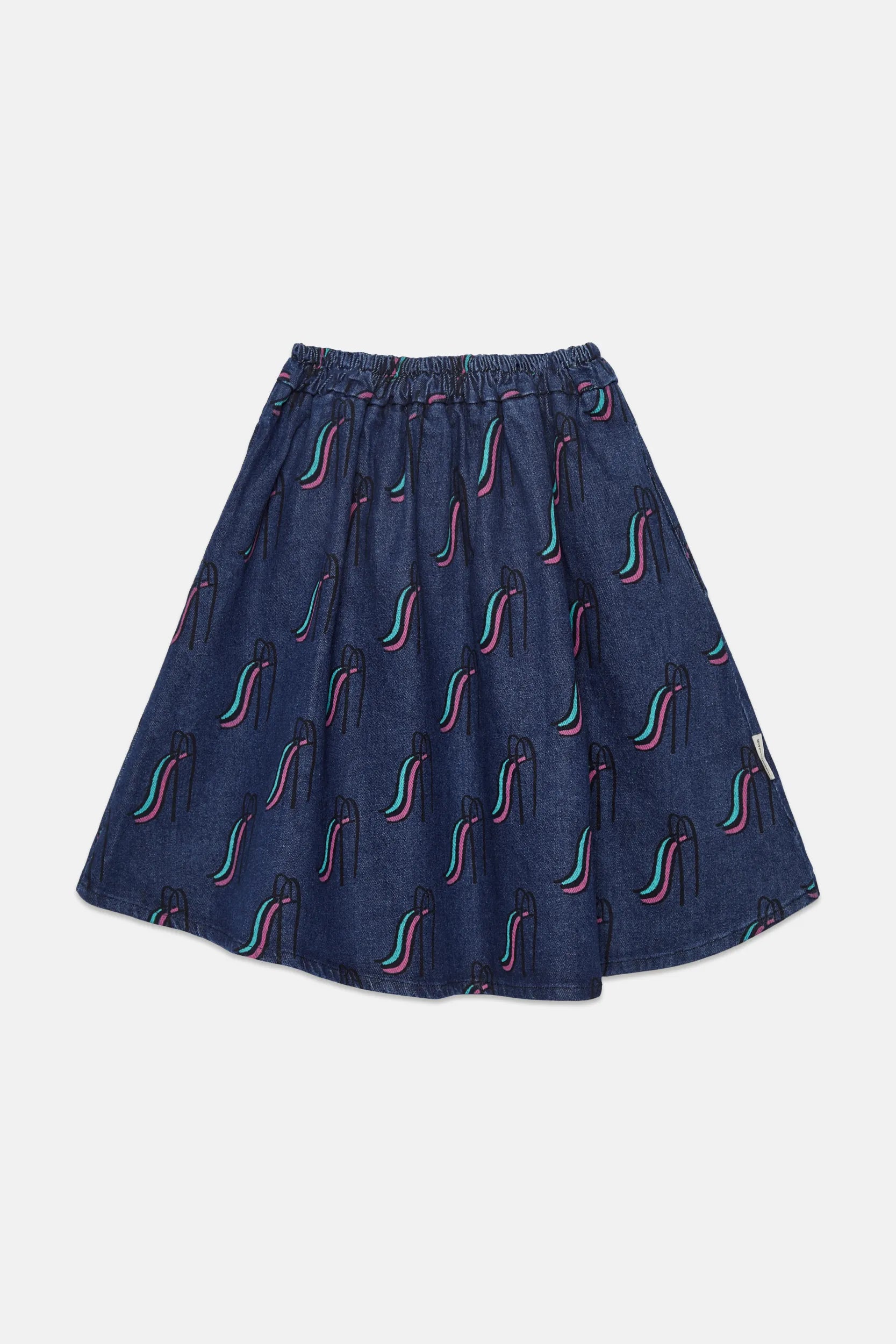 Slides all over denim skirt